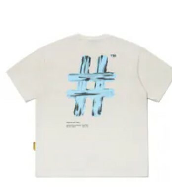 [S] BEENTRILL PAINTING HASHTAG OVERFIT SHORT SLEEVE T-SHIRT,SAND, BA242TS003-SD (SBT130)