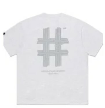 [S] BEENTRILL REFLECTIVE HASHTAG OVERFIT SHORT SLEEVE T-SHIRT,ICE GREY, BA242TS004-IG (SBT139)