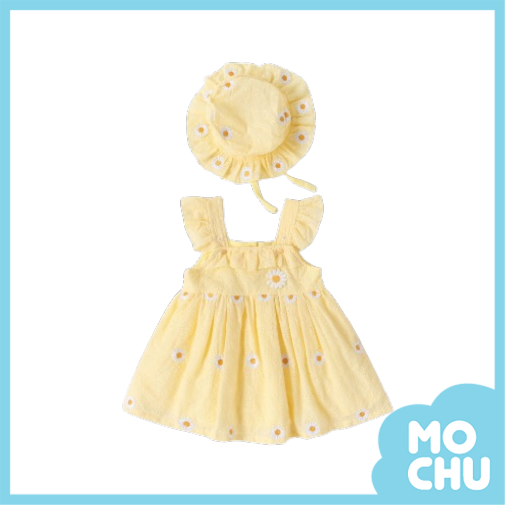 小雛菊鏤空刺繡連衣裙