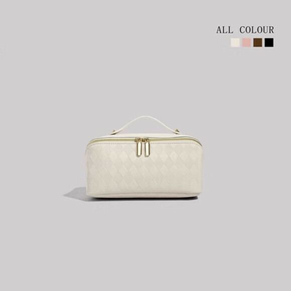 Hot Selling Fashion Large Capacity Portable Box Bag Travel Storage Cosmetic Bag [White] [Size: 25cm*12cm*13cm]