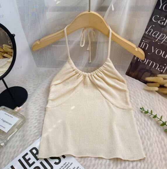 Summer halterneck short base vest (apricot) [one size]