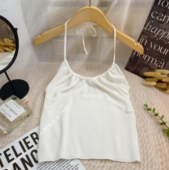 Summer halterneck cropped base vest (white) [one size]