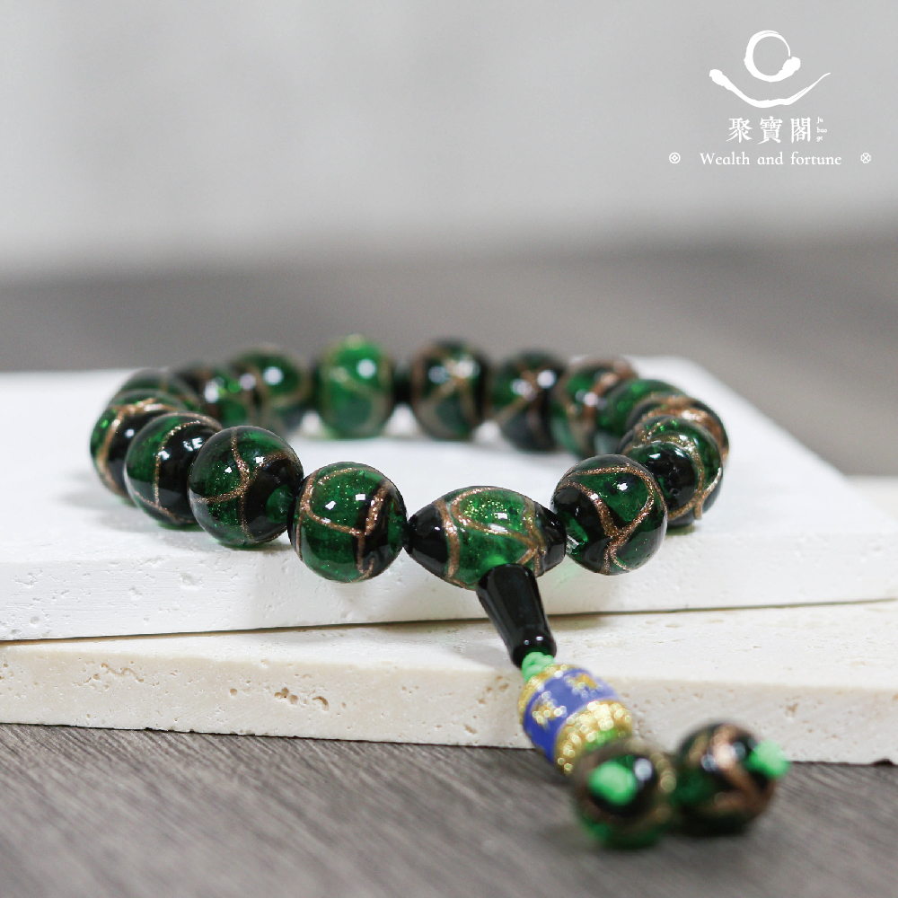 琉璃香灰避邪手鍊-綠12mm｜平安｜健康｜手工｜庇護｜緩解情緒｜過爐加持【綵金殿】
