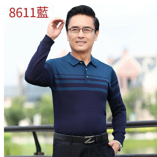 新款長袖針織衫【8611藍】尺碼【165/M-185/3XL】【下單後聯絡客服確認發貨尺碼】