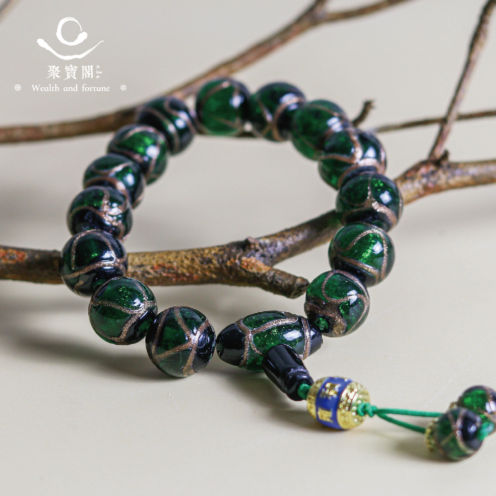 琉璃香灰避邪手鍊-綠14mm｜平安｜健康｜手工｜庇護｜緩解情緒｜過爐加持【綵金殿】