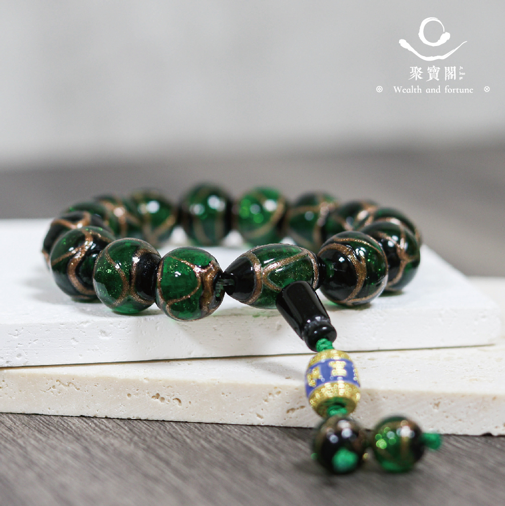 琉璃香灰避邪手鍊-綠14mm｜平安｜健康｜手工｜庇護｜緩解情緒｜過爐加持【綵金殿】