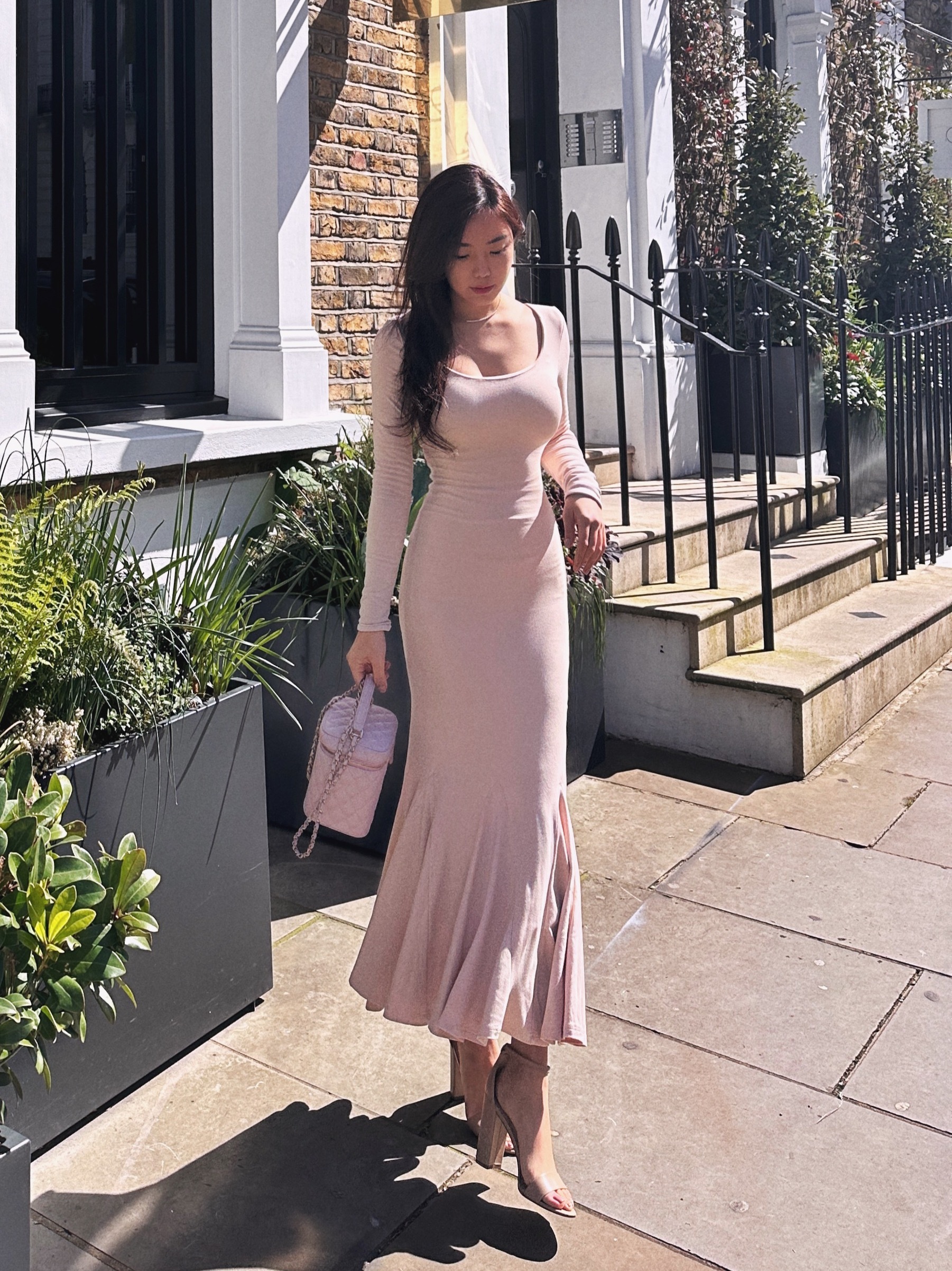 lithe 優雅女伶 長袖棉質魚尾洋裝