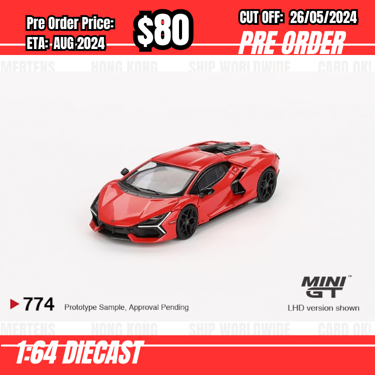 PO-$80  * Mini GT * 1:64 #774 Lamborghini Revuelto  Arancio Dac Lucido RHD [OD16/05]
