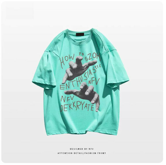 Crew neck T-shirt [M-3XL] [Lake Blue-220g] (contact customer service to confirm the shipping size after placing an order) 