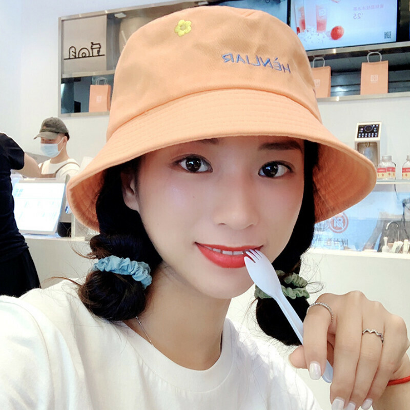 Hot selling embroidered small flower sunshade hat [E-8 small flower orange] [one size fits all]