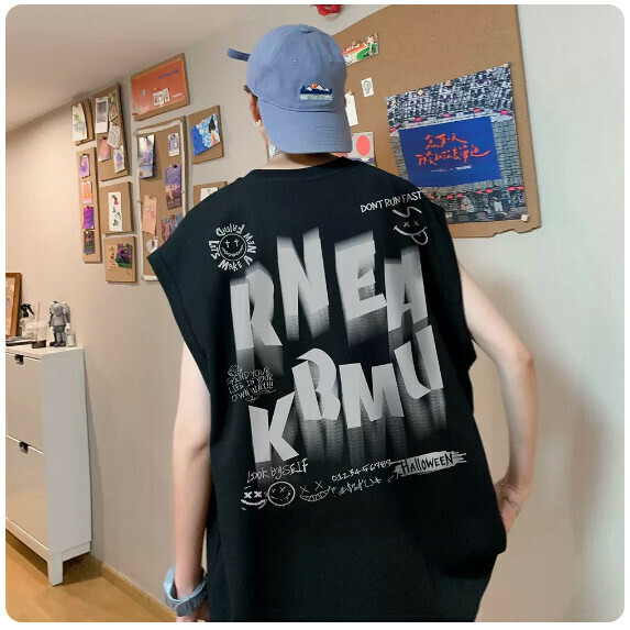 爆款寬鬆背心男夏季（黑色【S_3XL碼】（下單後聯繫客服確認發貨尺碼）
