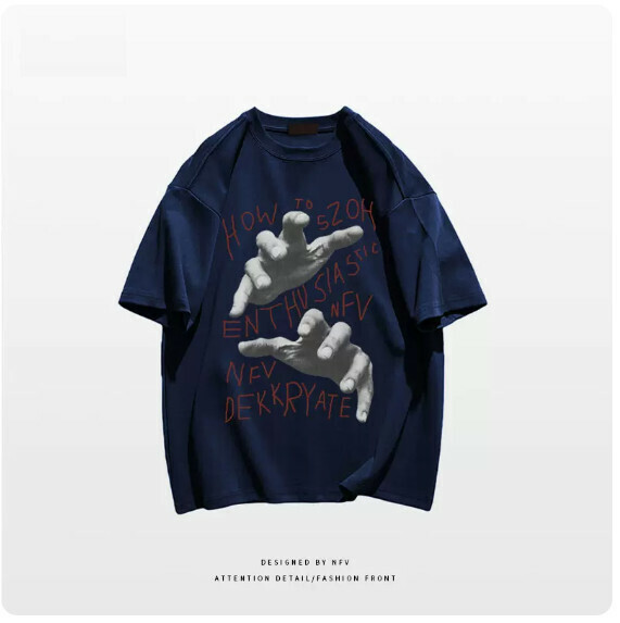 Crew neck T-shirt [M-3XL] [Navy blue-220g] (contact customer service to confirm the shipping size after placing an order) 