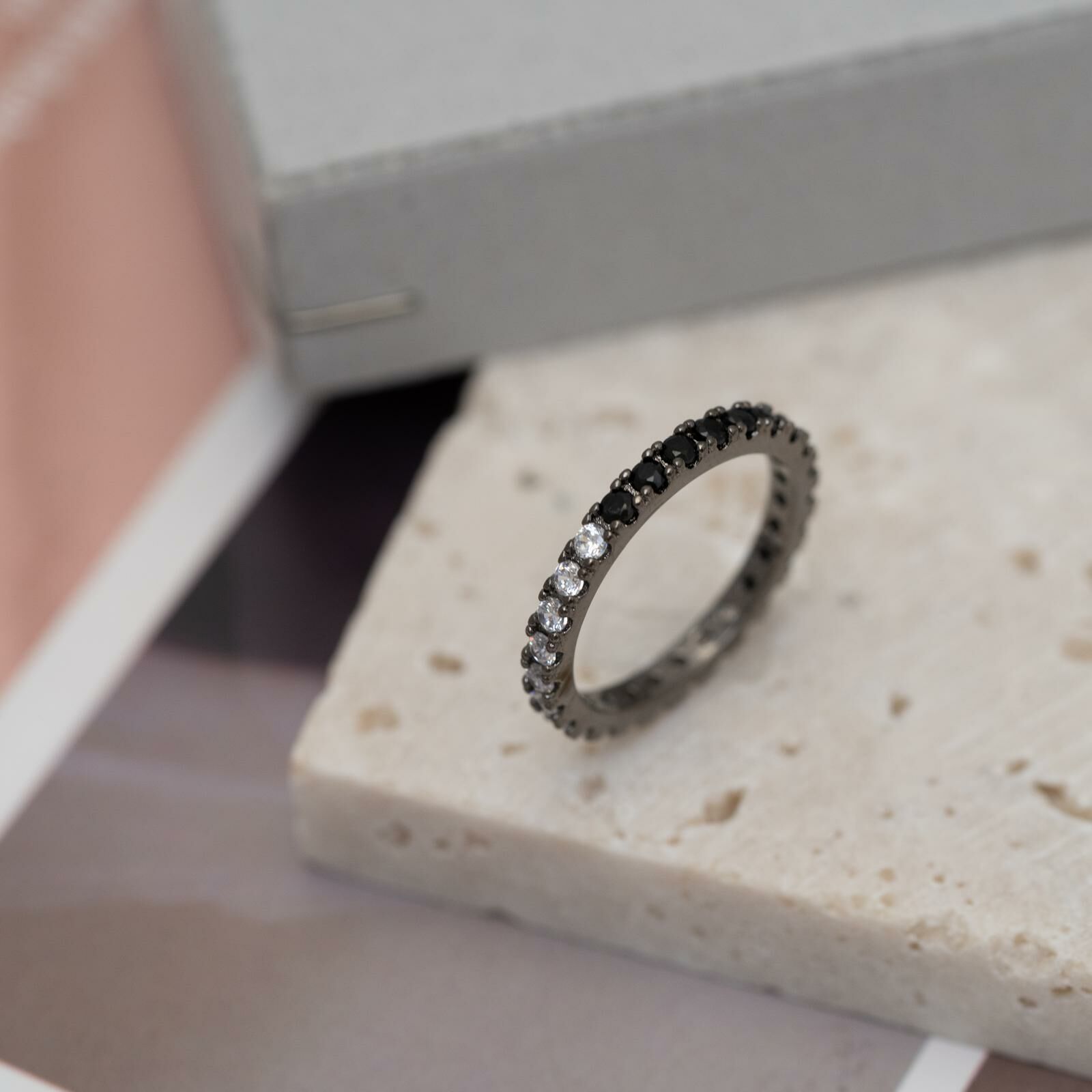 純銀黑邊半黑半白戒指 (3MM) svr34