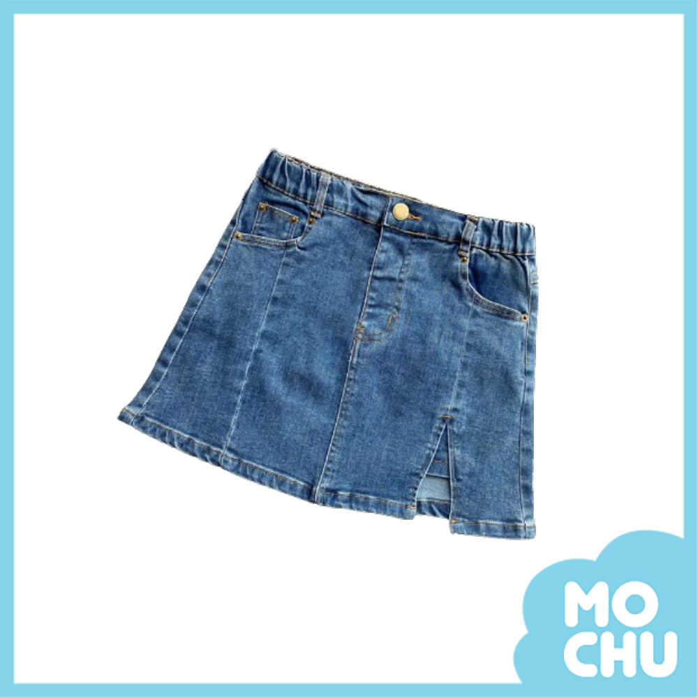 開衩彈力牛仔裙