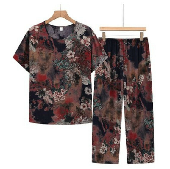 Summer middle-aged and elderly cotton pajama set (No. 6 color) [Size: XL-4XL] [Contact customer service to confirm the shipping size after placing an order]