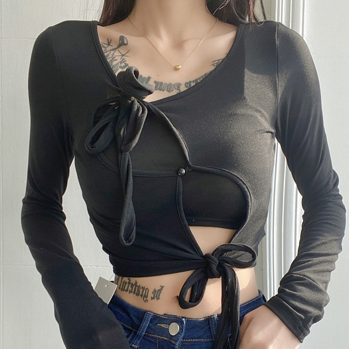 Hot selling long-sleeved top + inner vest two-piece set (black) (S/M size) (contact customer service after placing the order to confirm the delivery size)