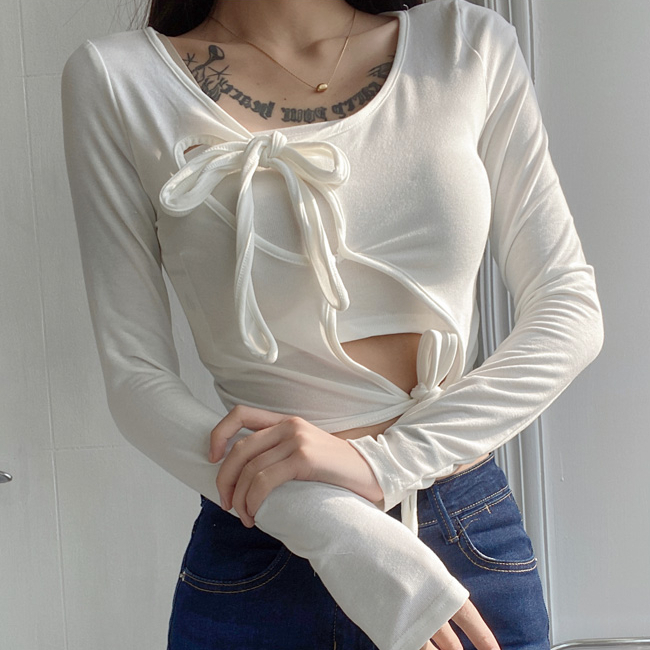 Hot selling long-sleeved top + inner vest two-piece set (white) (S/M size) (contact customer service after placing the order to confirm the delivery size)