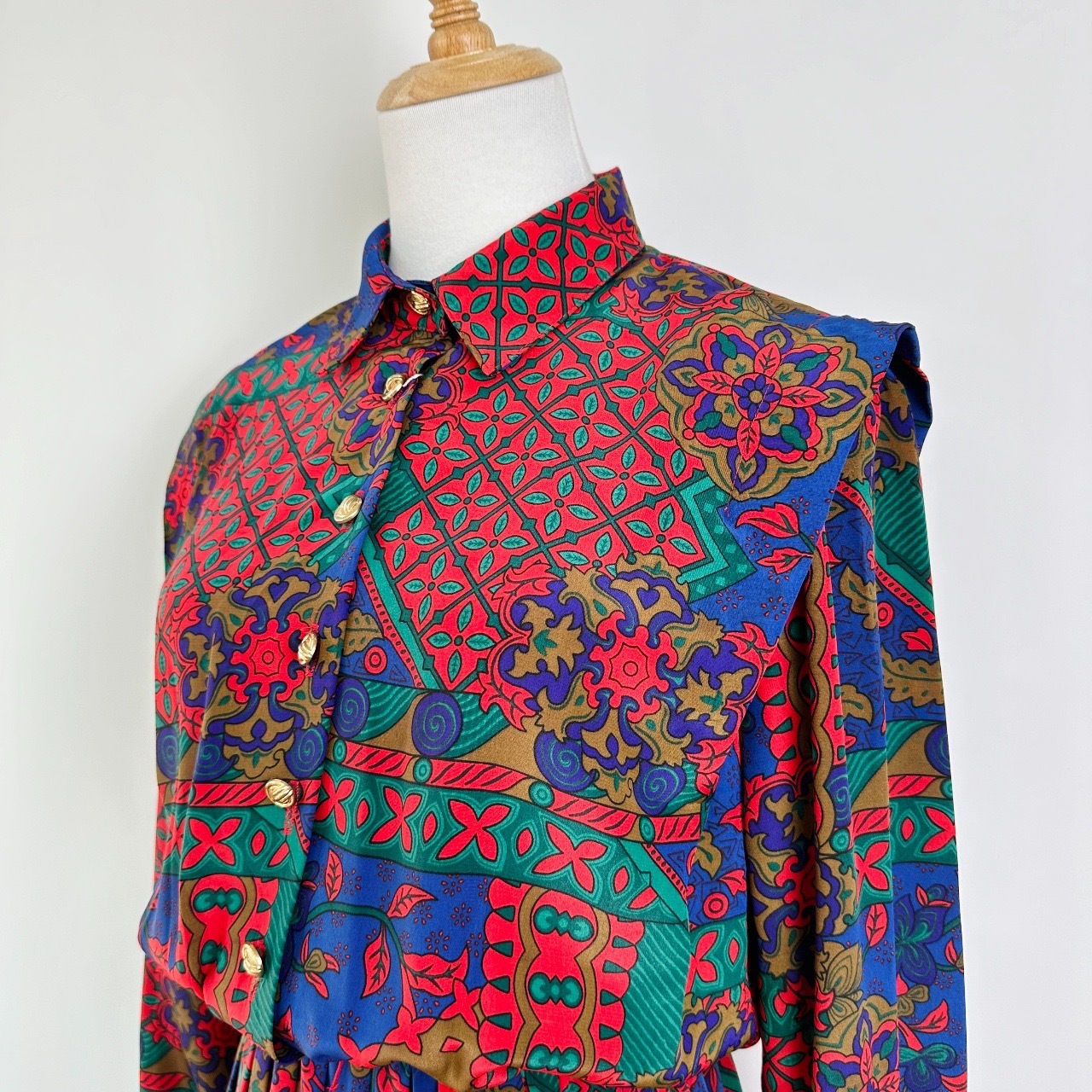 Lady Carol 80s 美國製鮮艷色調花園美國連身裙