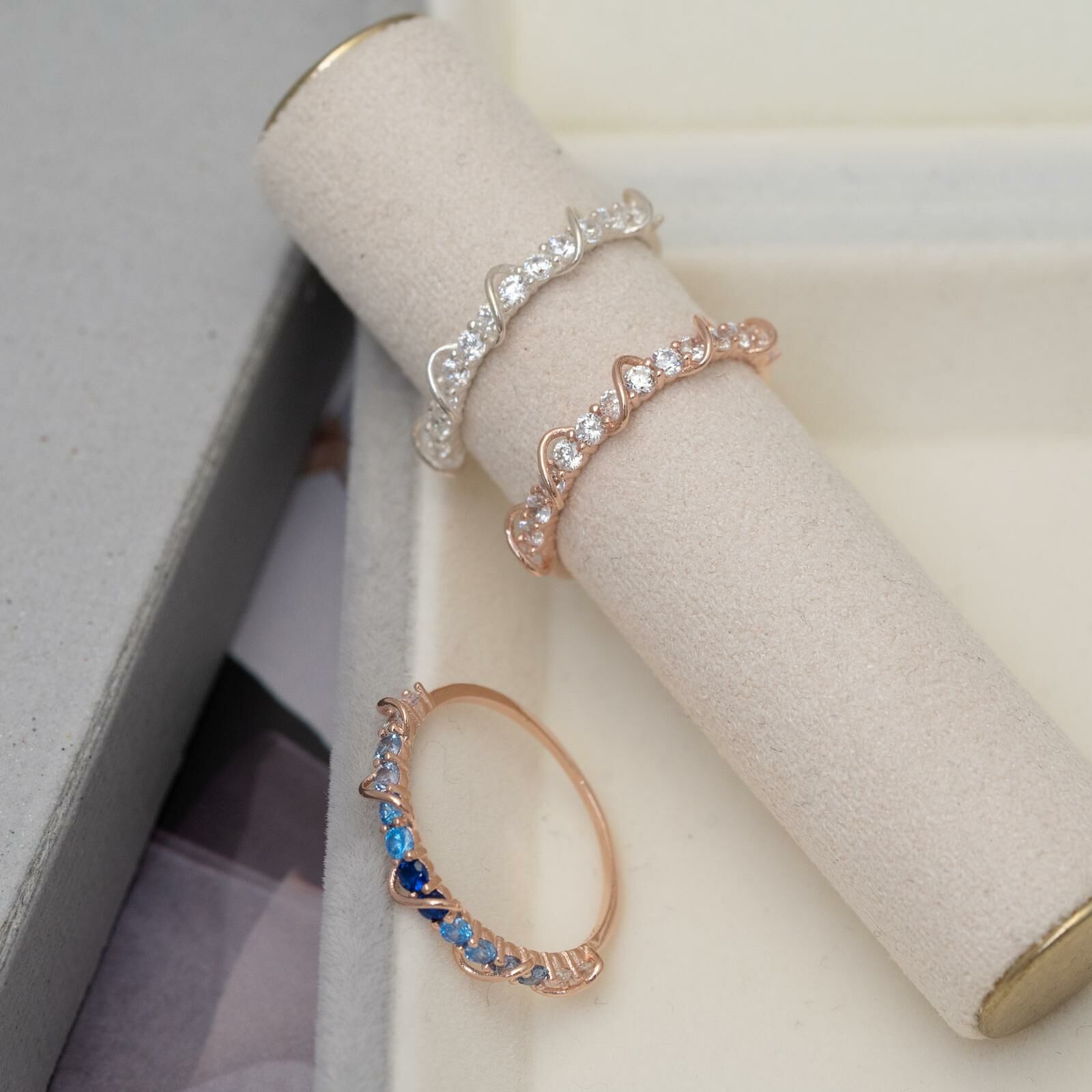 純銀縷紋半圈石戒指 svr27