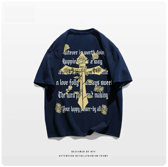 爆款圓領T恤【M-3XL】【藏青色】(下單後聯絡客服確認發貨尺碼) 