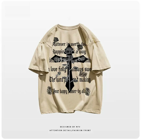 爆款圓領T恤【M-3XL】【卡其色】(下單後聯絡客服確認發貨尺碼) 