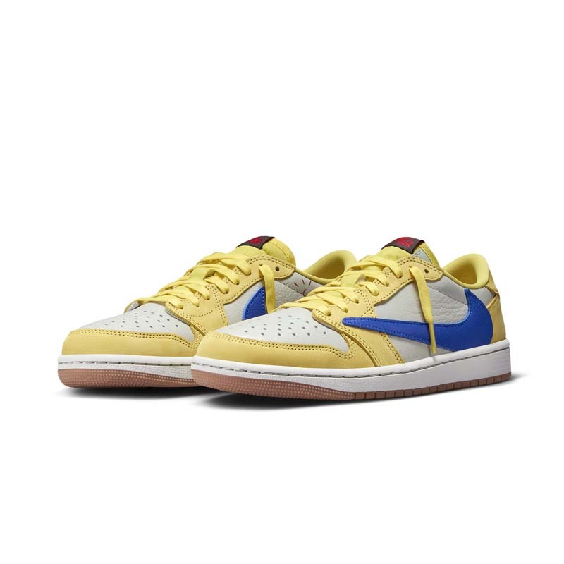 Air Jordan 1 x Travis Scott Low OG "Canary" WMNS 聯名款 倒鉤 荔枝皮 黃藍 女鞋 男女段 DZ4137-700 [台灣現貨]
