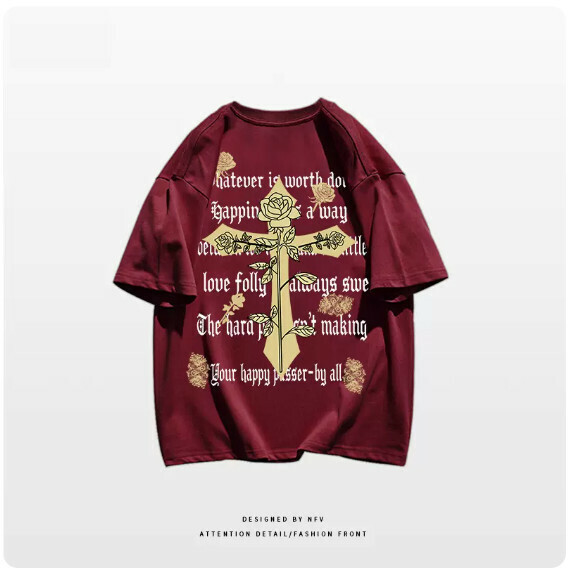 爆款圓領T恤【M-3XL】【酒紅色】(下單後聯絡客服確認發貨尺碼) 