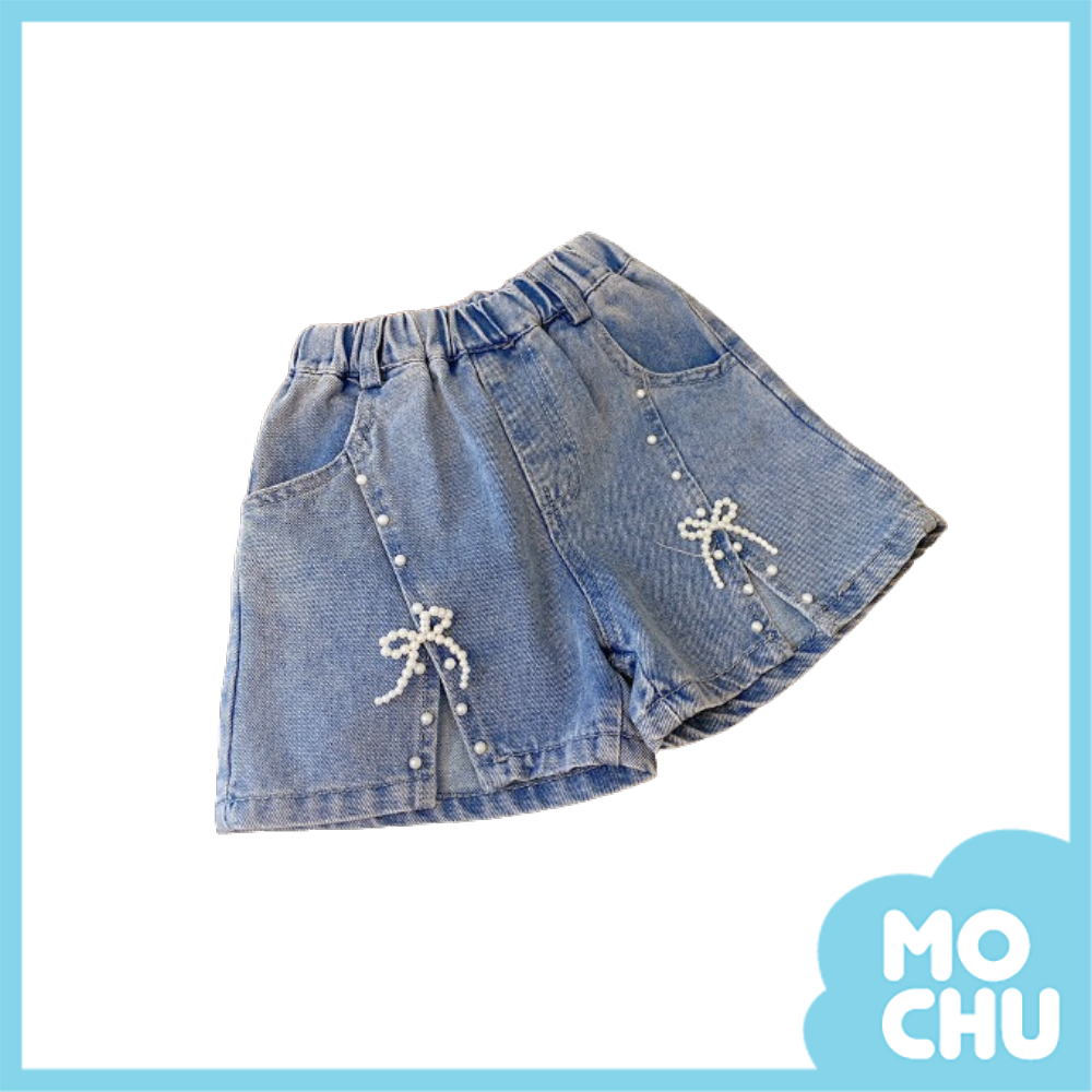 珍珠蝴蝶結牛仔短褲
