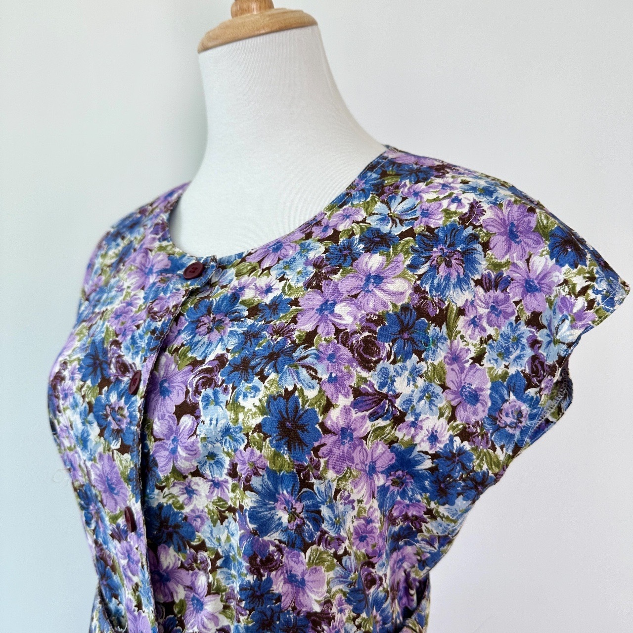 紫藍木顏色畫風大花棉質連身裙