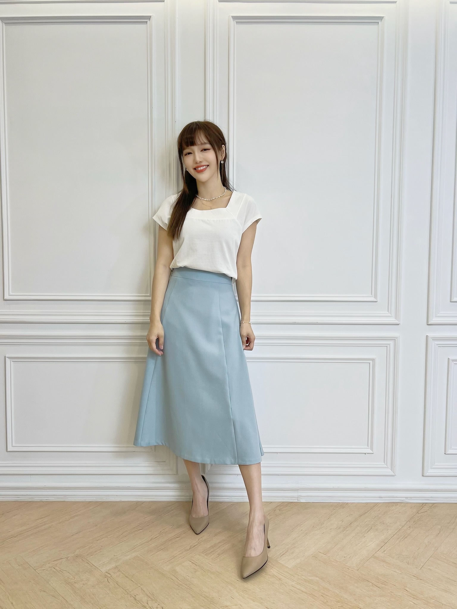 仙氣飄飄!素面氣質傘裙