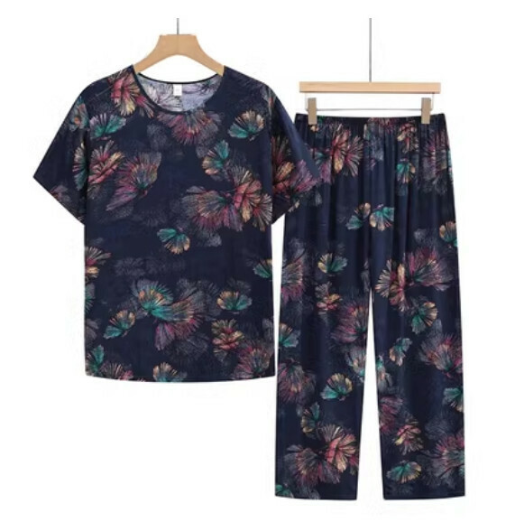 Summer middle-aged and elderly cotton and linen casual suit (Matsuba dark black) [Size: XL-3XL] [Contact customer service to confirm the shipping size after placing an order]