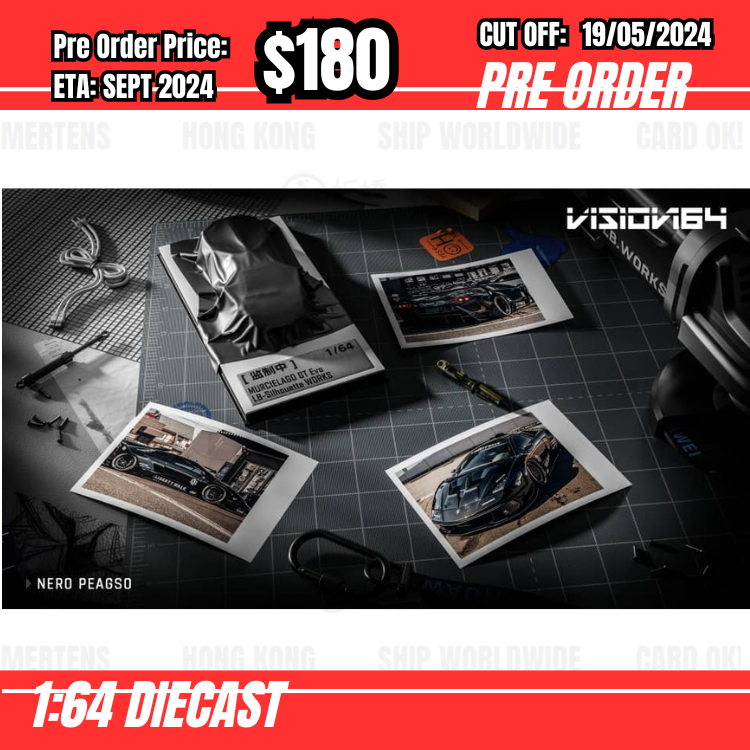 PO-$180 * Vision64 * 1:64 Murcielago LB-Silhouette Works GT Evo Black [OD14/05]