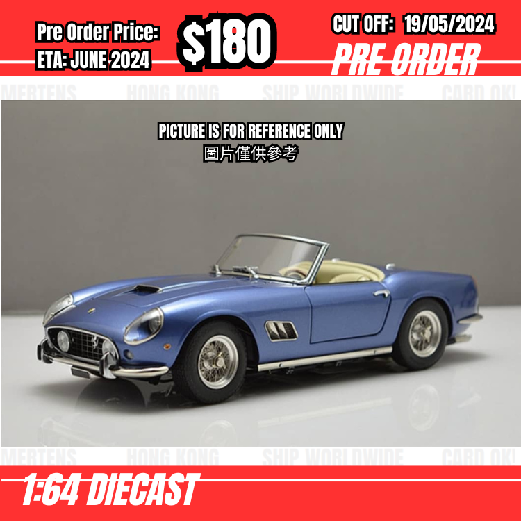 PO-$180 * King Model * 1:64 250 GT California Spyder Ice Blue [OD14/05]