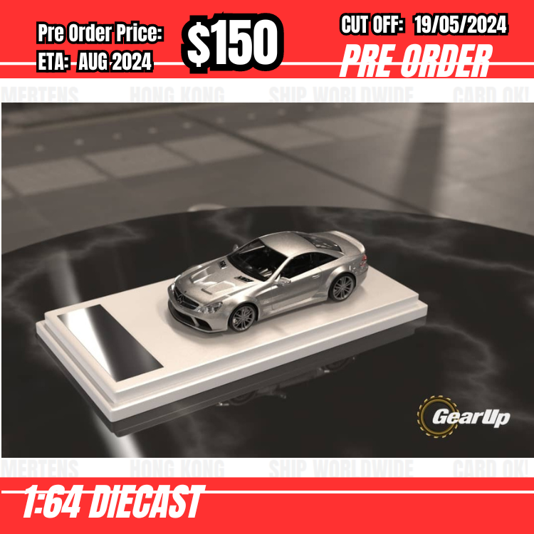 PO-$150 * Gear Up Model * 1:64 SL65 AMG Black Series Silver [OD14/05]