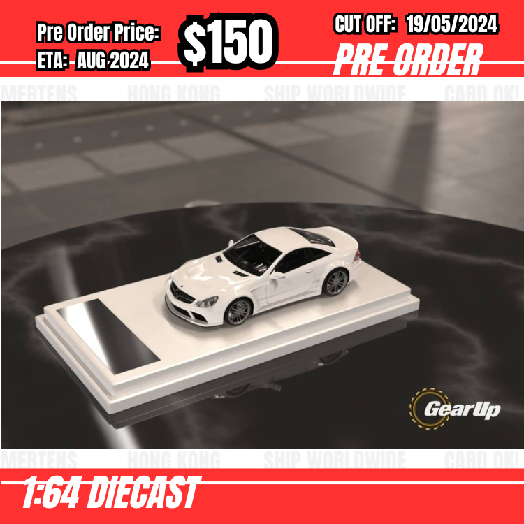 PO-$150 * Gear Up Model * 1:64 SL65 AMG Black Series White [OD14/05]