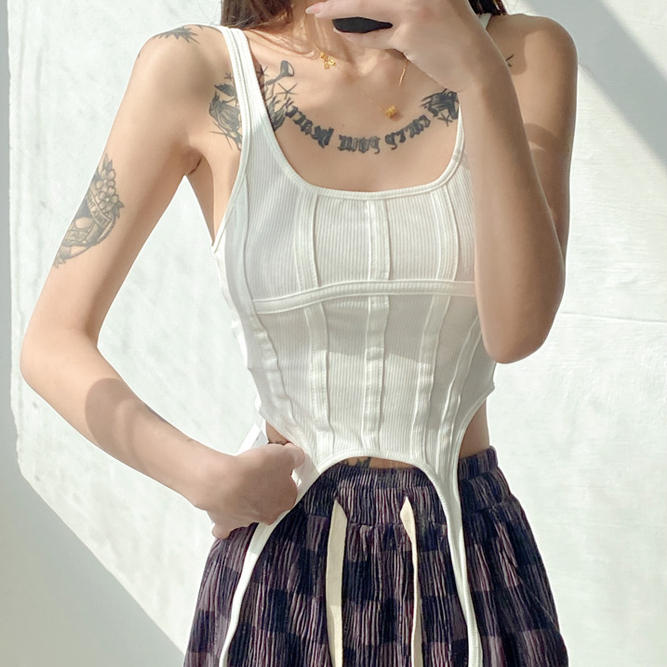 Hot selling fishbone corset threaded vest (white) (S-L size) (contact customer service after placing the order to confirm the delivery size)