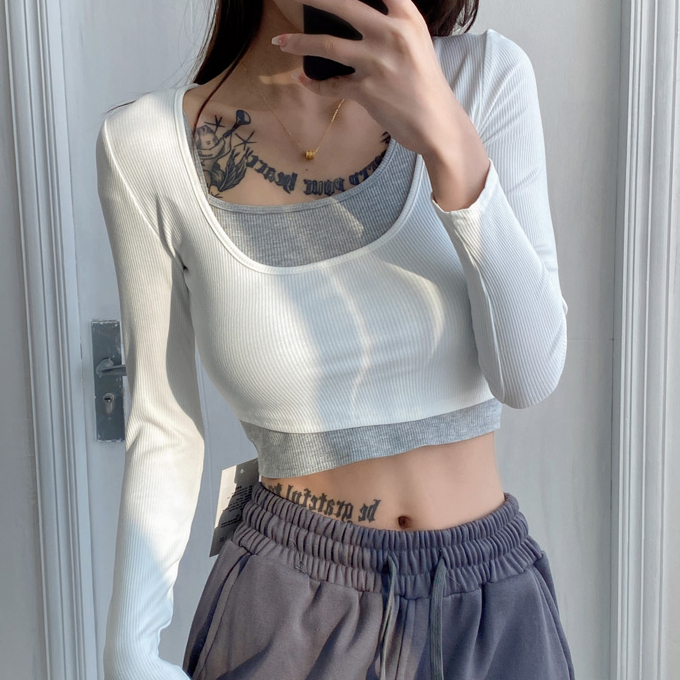 Hot selling two-piece set of irregular stacked suspenders (white and light gray) (S/M size) (contact customer service after placing the order to confirm the delivery size)