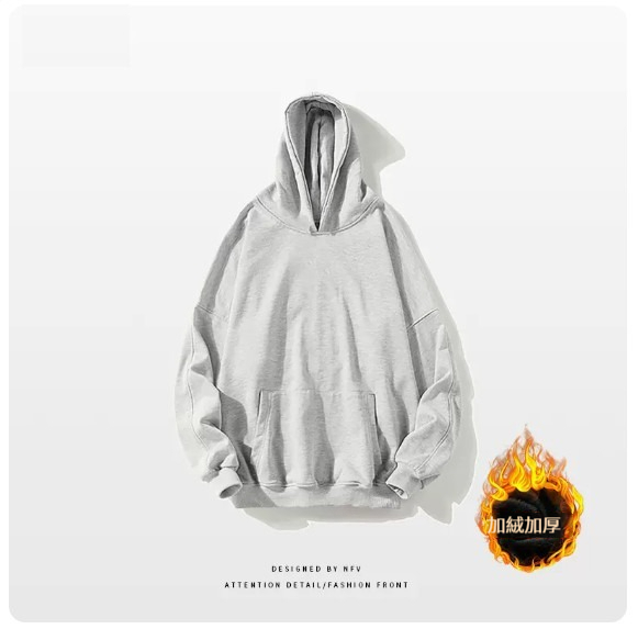 熱推圓領衛衣【M-3XL】【白灰色-加絨加絨】(下單後聯絡客服確認發貨尺碼) 
