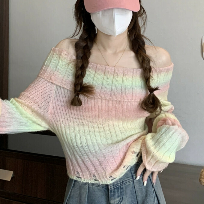 Hot Selling One Shoulder Knitted Sweater (One Size) (Color)