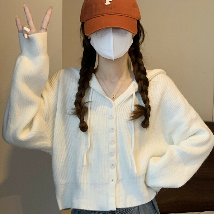 Hot Selling Hooded Cardigan (One Size) (White)