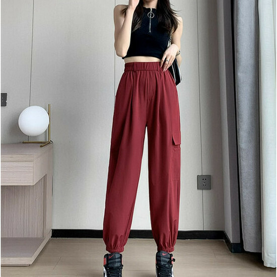 熱賣束腳工裝褲【玫瑰紅小個子】【S-2XL碼】（下單後請聯絡客服確認發貨尺碼）