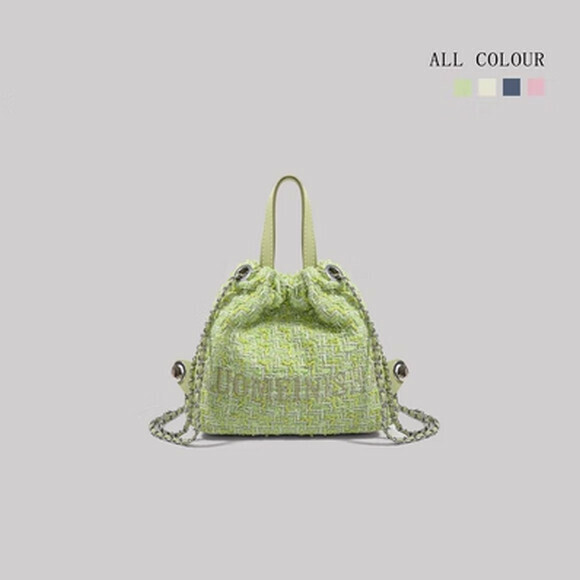 Hot Selling Multifunctional Bucket Bag Niche Chain Backpack [Green] [Size: 26cm*6cm*20cm]