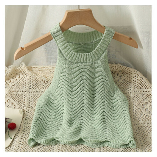 Halterneck Knitted Camisole (Green) (One Size)