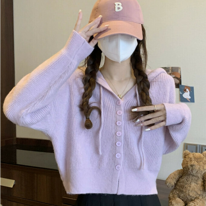 Hot Selling Hooded Cardigan (One Size) (Light Purple)