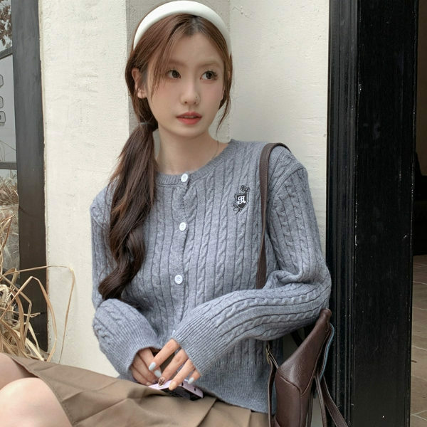 Hot Selling Long Sleeve Knitted Cardigan (One Size) (Gray)