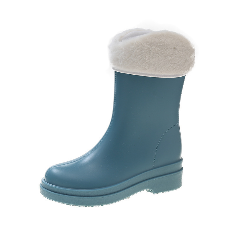 Medium water boots and rain boots (size 36-41 blue + detachable pile (one size smaller)) (contact customer service to confirm the shipping size after placing an order)