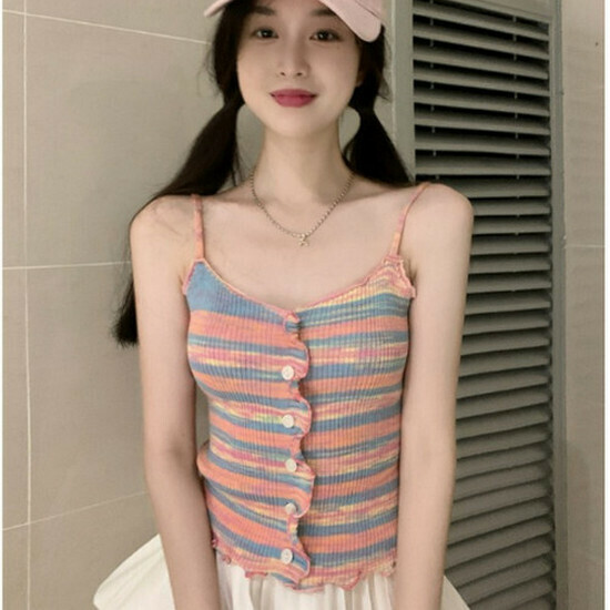 Hot selling striped camisole [pink] [one size fits all]