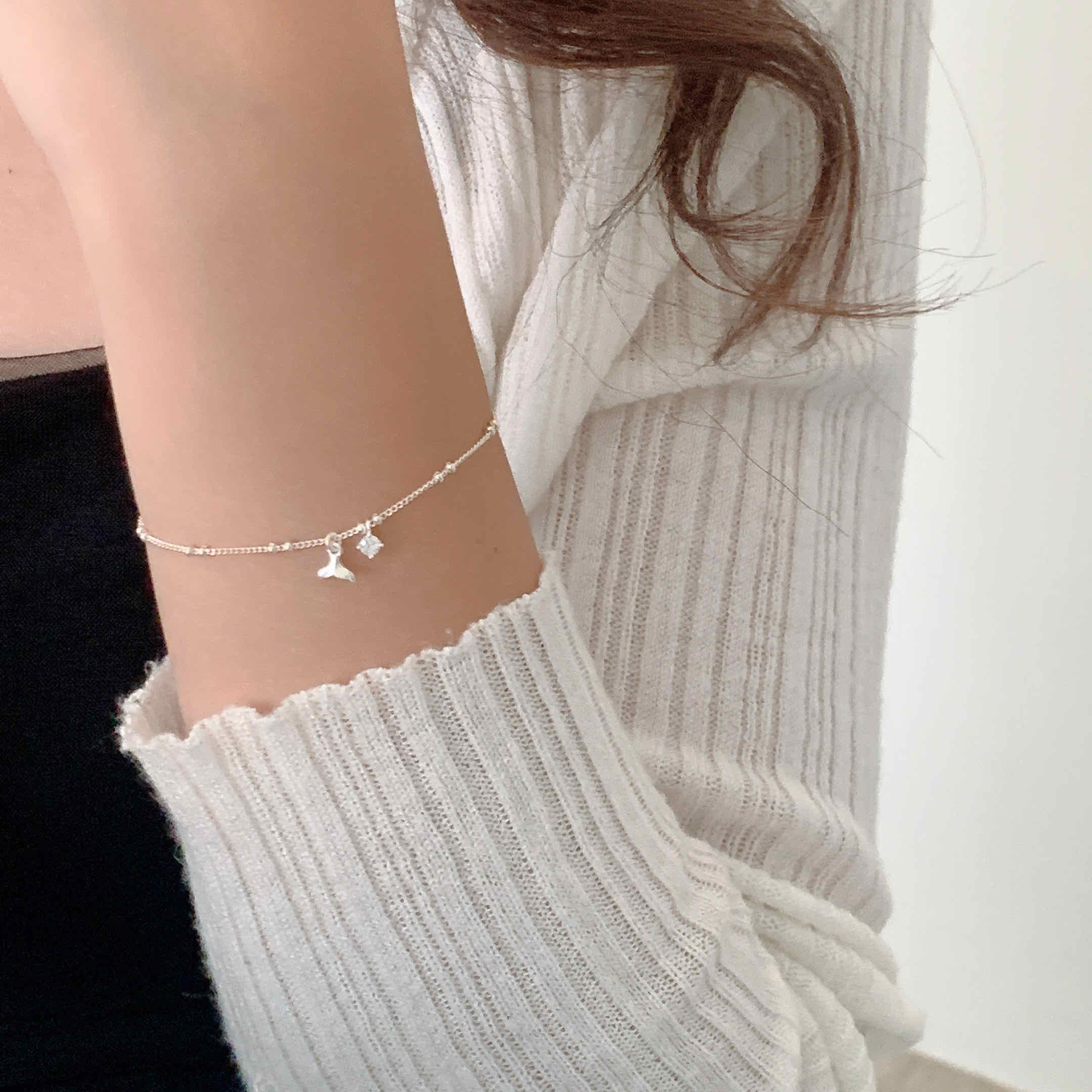 🇰🇷925 silver 魚尾小鑽手鍊