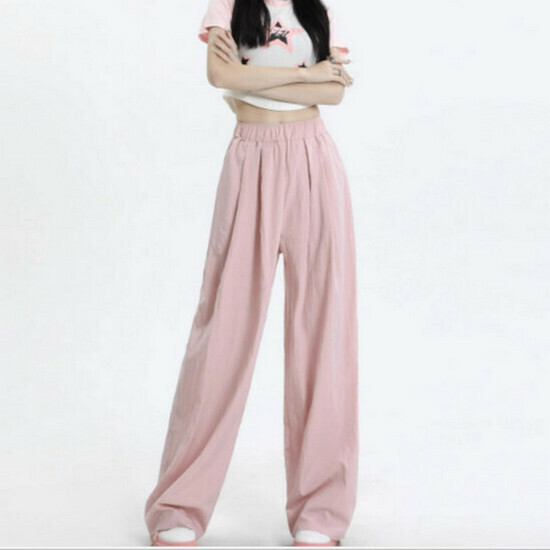 Hot selling pleated wide-leg pants [pink trousers] [XS-XL sizes] (please contact customer service to confirm the delivery size after placing the order)