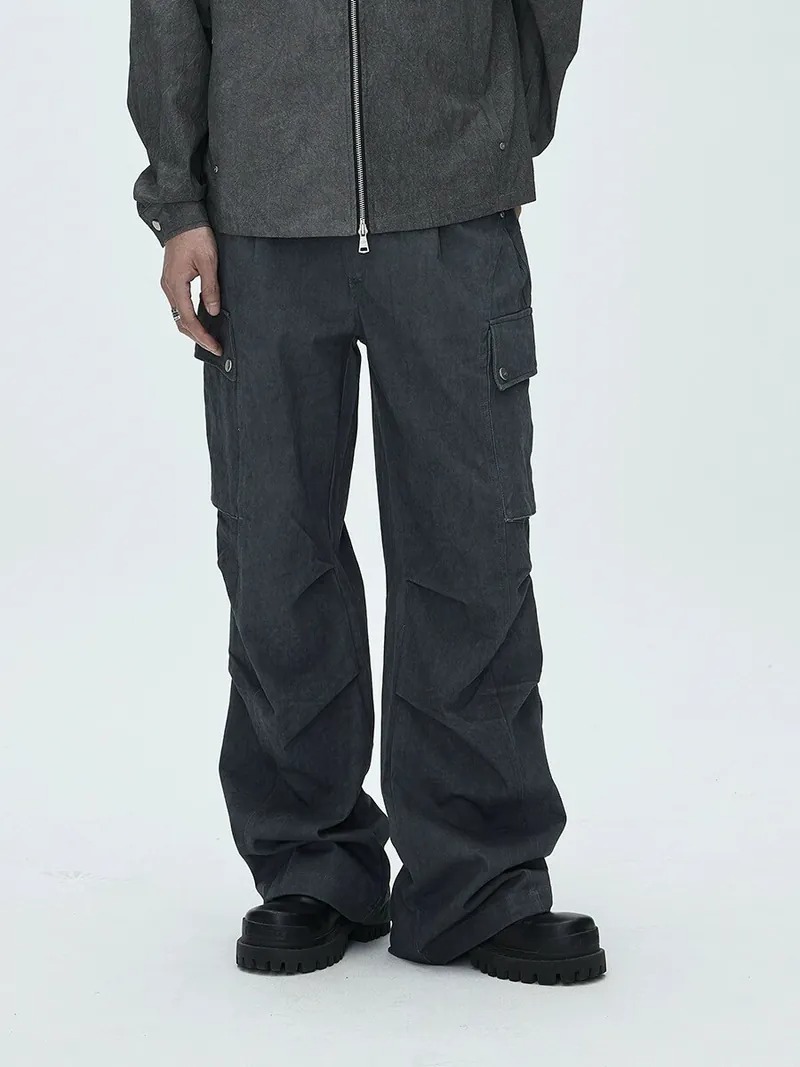 CATSSTAC 24SS 霜凍做舊水洗直筒闊腿工裝長褲